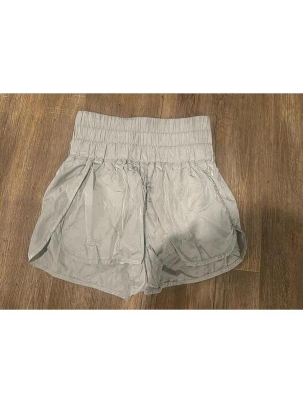 Free People Grey/Silver Shiny Movement Shorts sz M EUC